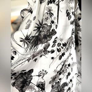 INC Botanica Black & White Charmeuse Satin  Blouse BNWOT